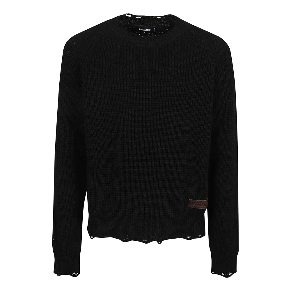 Dsquared2 Zwarte Wol Crew Neck Sweater Black Heren