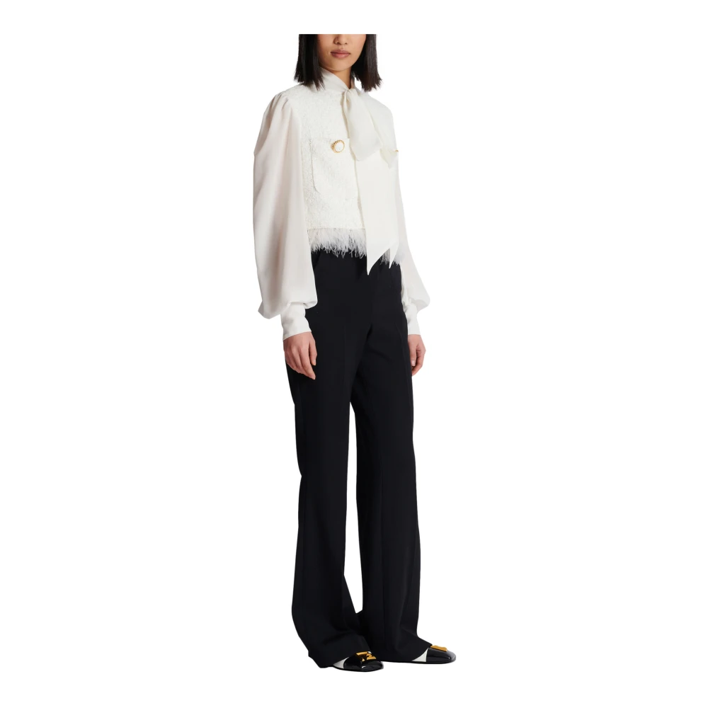 Balmain Tweed en crepe jas White Dames