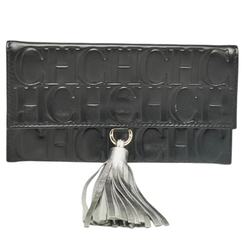 Carolina Herrera Pre-owned Leather clutches Black Dames