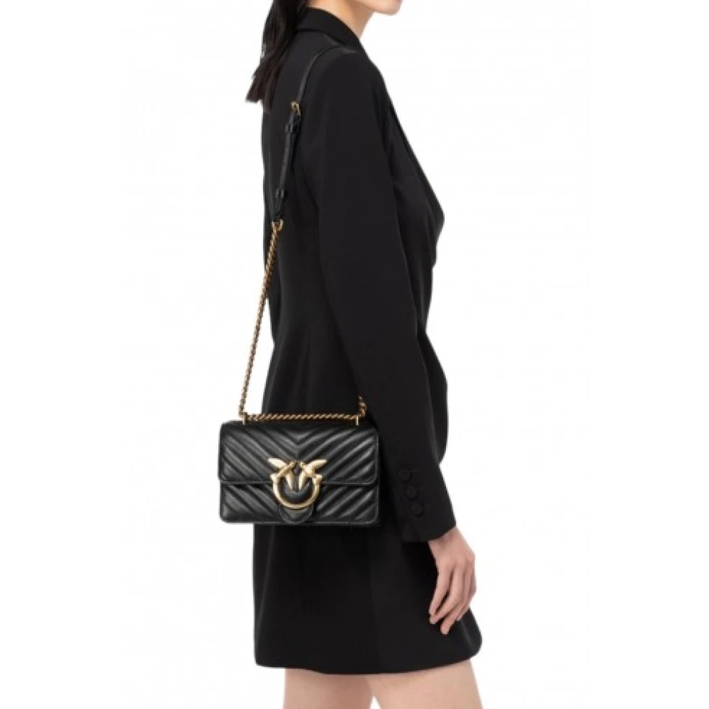 pinko Gewatteerde Chevron Mini Love Tas Black Dames
