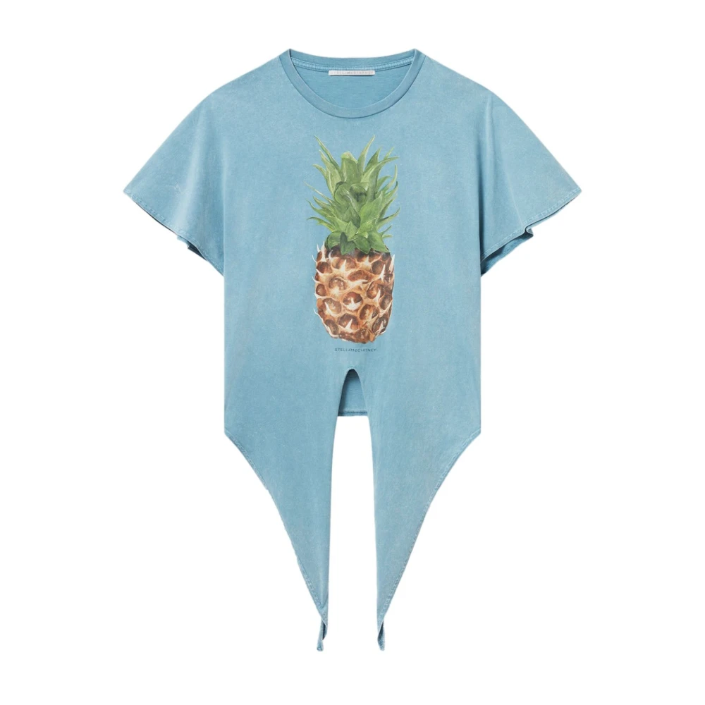 Stella Mccartney Blauw Grafisch Print Crew Neck T-shirt Blue Dames