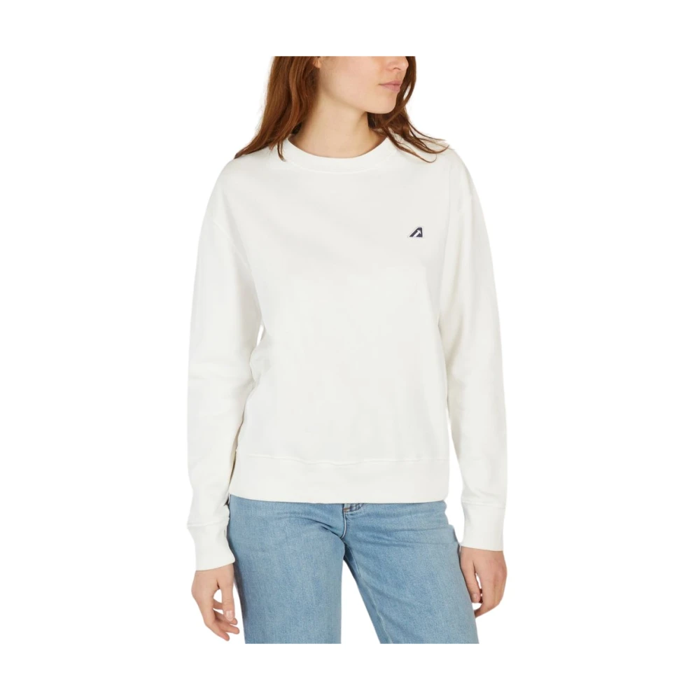 Autry Ikonisk Sweatshirt med Crew Neck White, Dam