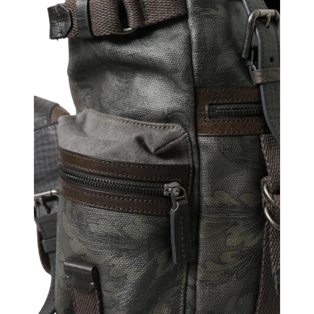 Dolce & Gabbana Canvas en Leren Rugzak Green Unisex