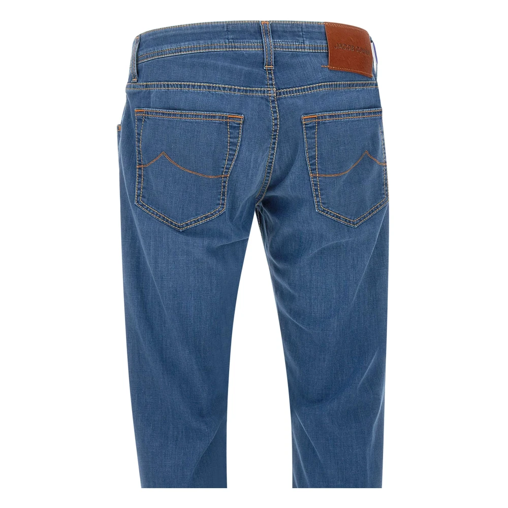 Jacob Cohën Blauwe Stretch Denim Jeans met Pochette Blue Heren