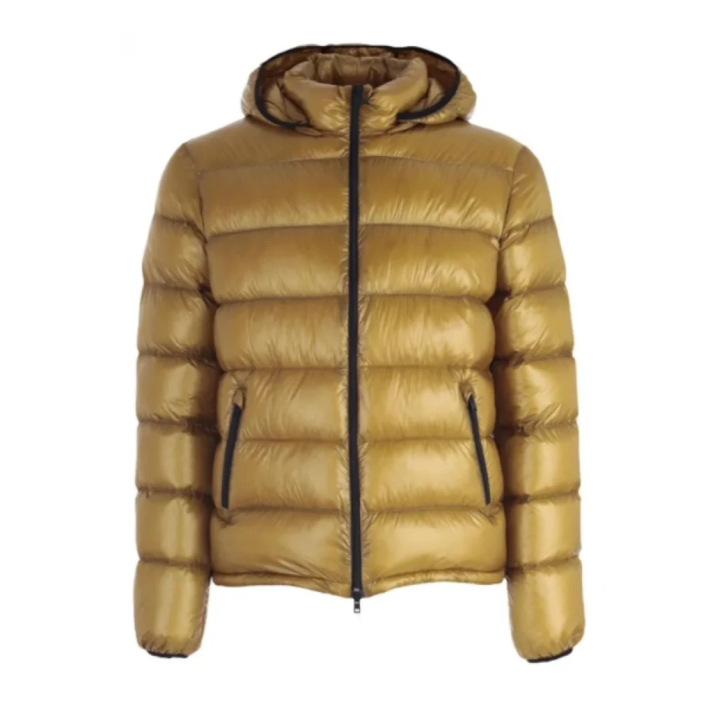 Herno Gul Quiltad Jacka Med Avtagbar Huva