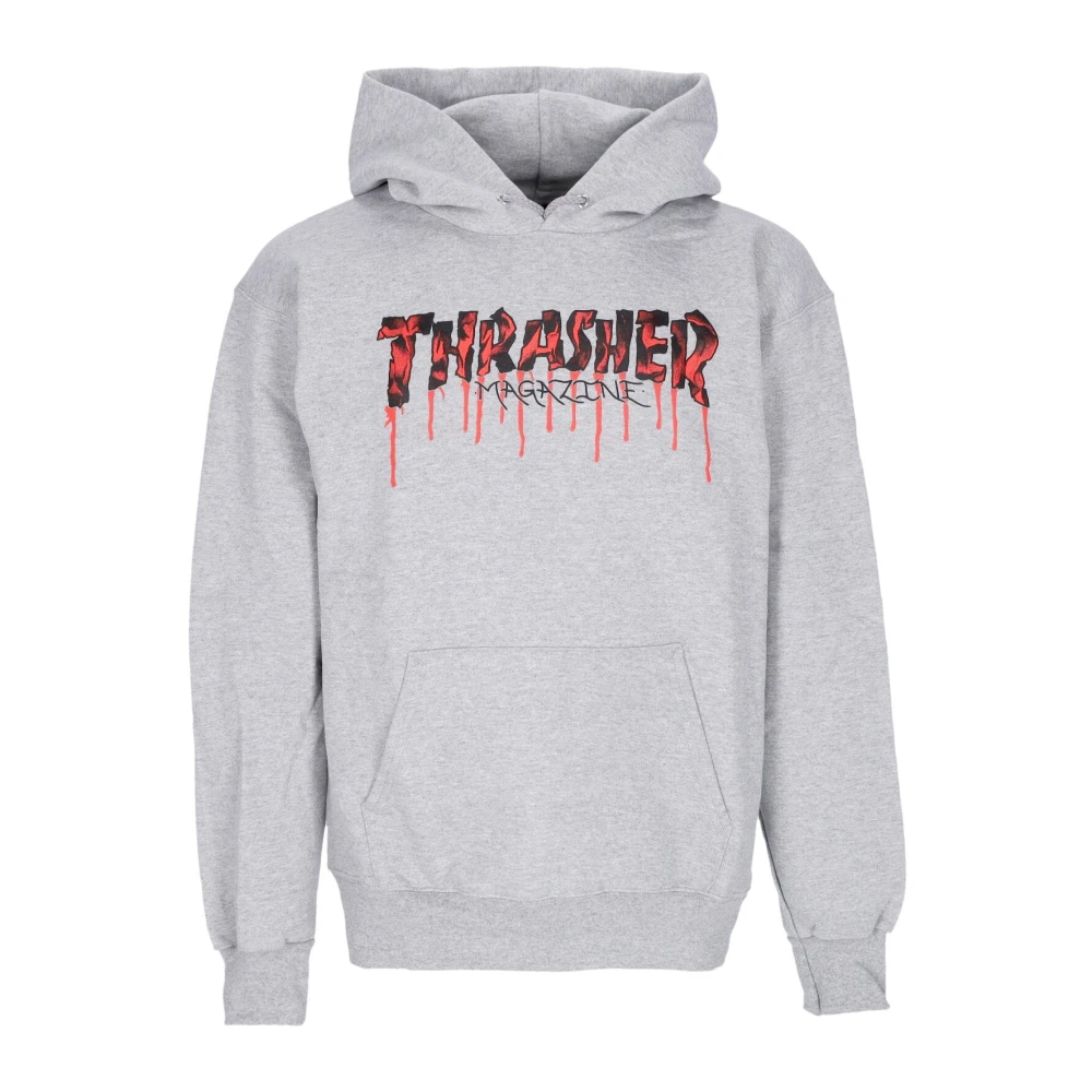 Thrasher Men's Gray Blood Drip Hoodie Light Steel/Red - Hoodies - S - Sweatshirts & Hoodies