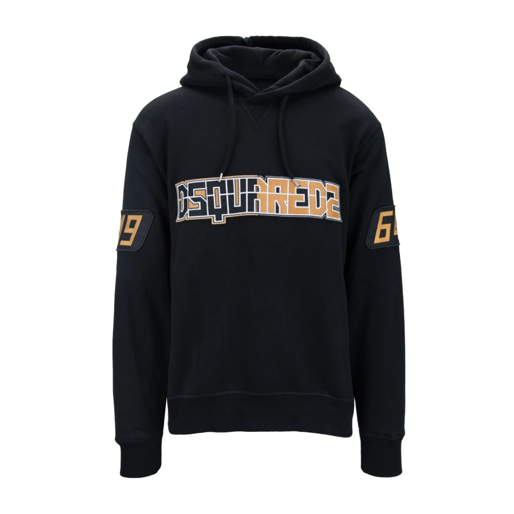 Dsquared2 Men's Black Hooded Sweatshirt With Drawstring - Hoodies - S - Sweatshirts & Hoodies