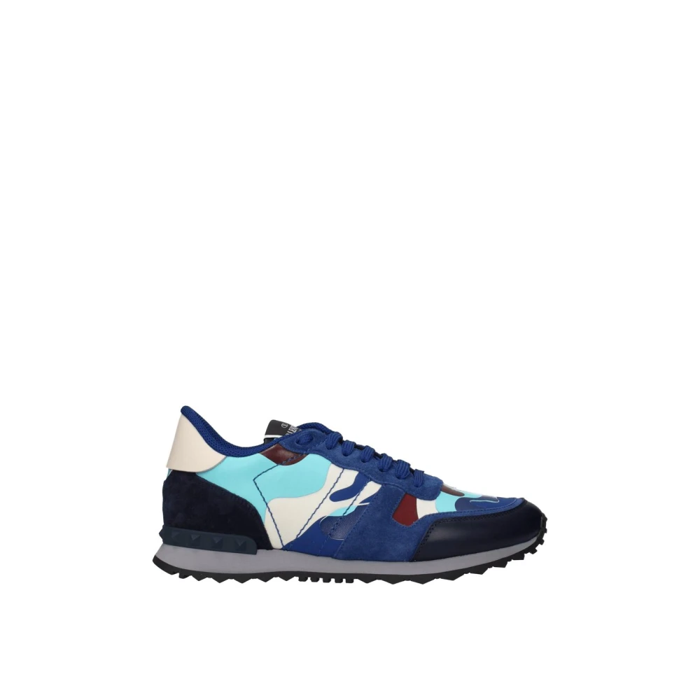 Valentino Garavani Men's Blue Leather Sneakers With Studs