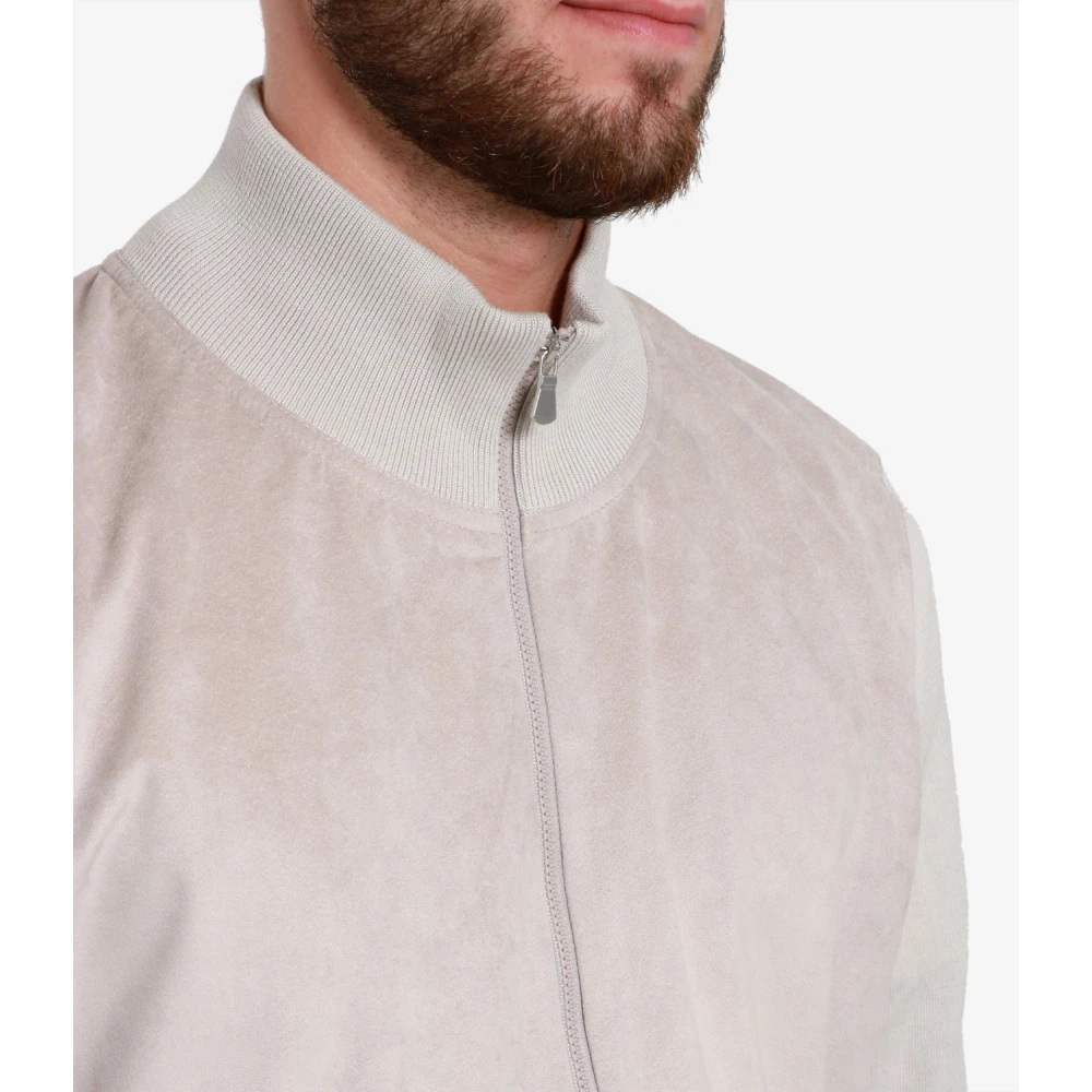 Gran Sasso High-Necked Alcantara Jacket Gray Heren