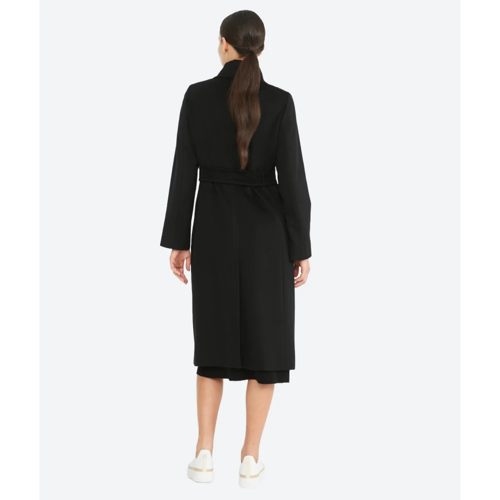 Max Mara Studio Wollen Omslagjas Lange Mouw Black Dames