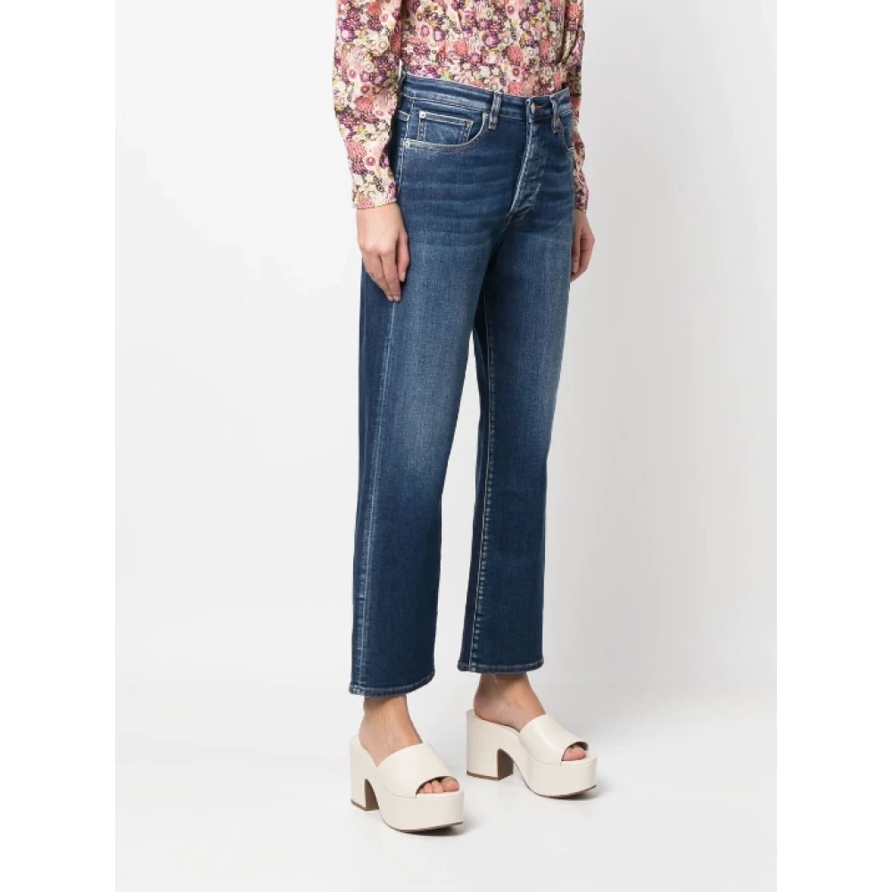 3X1 Blauwe Straight Jeans met Kreukel Effect Blue Dames