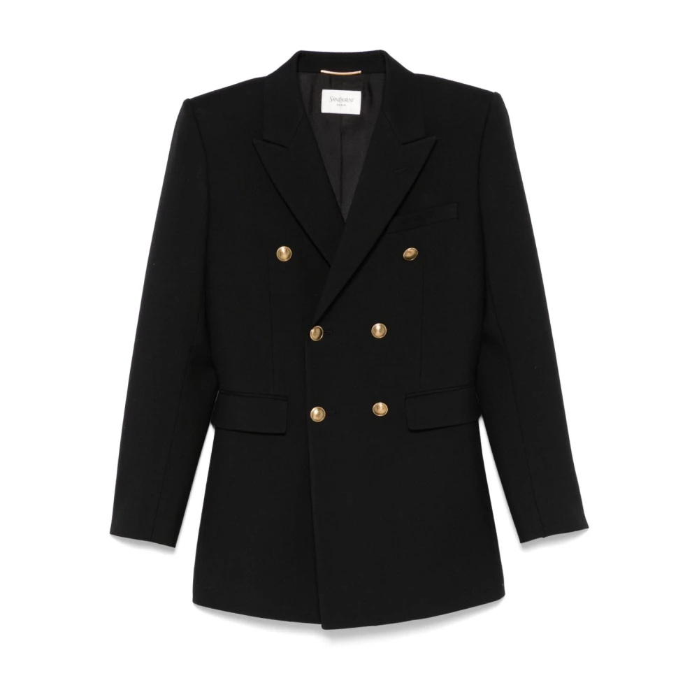 Saint Laurent Zwarte Jassen voor Stijlvolle Look Black Dames