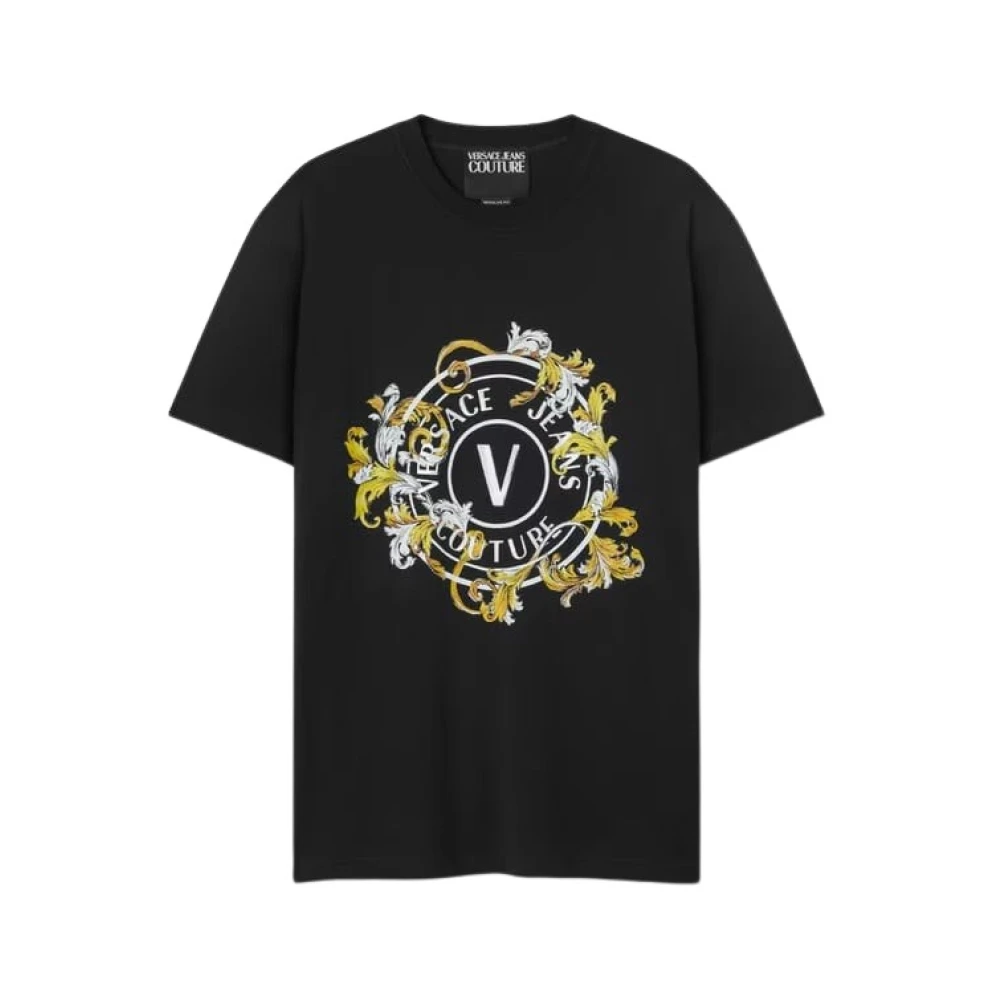 Versace Jeans Couture Barok V-Embleem T-shirt in Zwart Black Heren