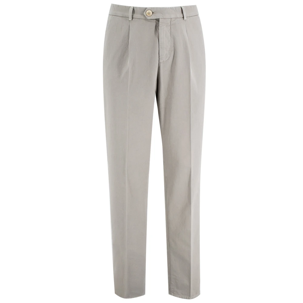 BRUNELLO CUCINELLI Op Maat Gemaakte Zachte Broek met Tailleband Gray Heren