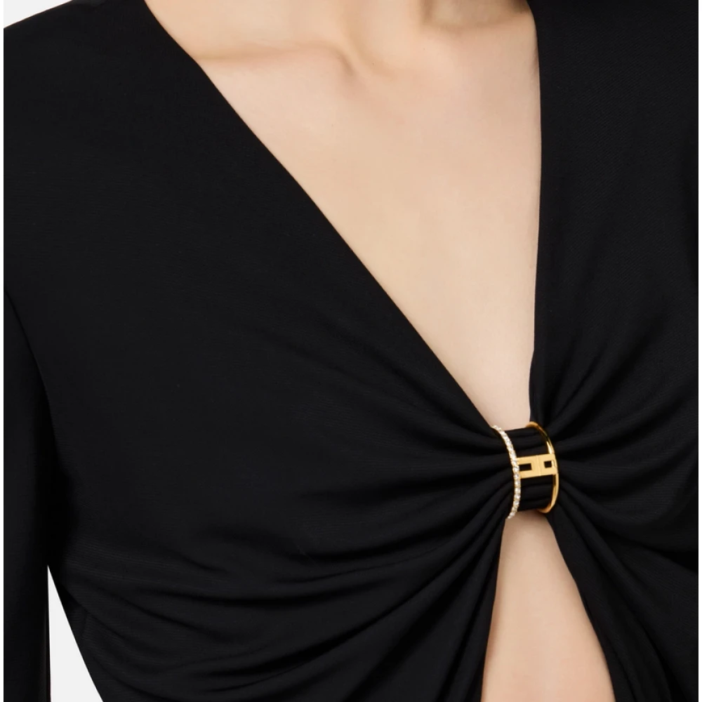 Elisabetta Franchi Zwarte Jersey Bodysuit met Cut-out Black Dames