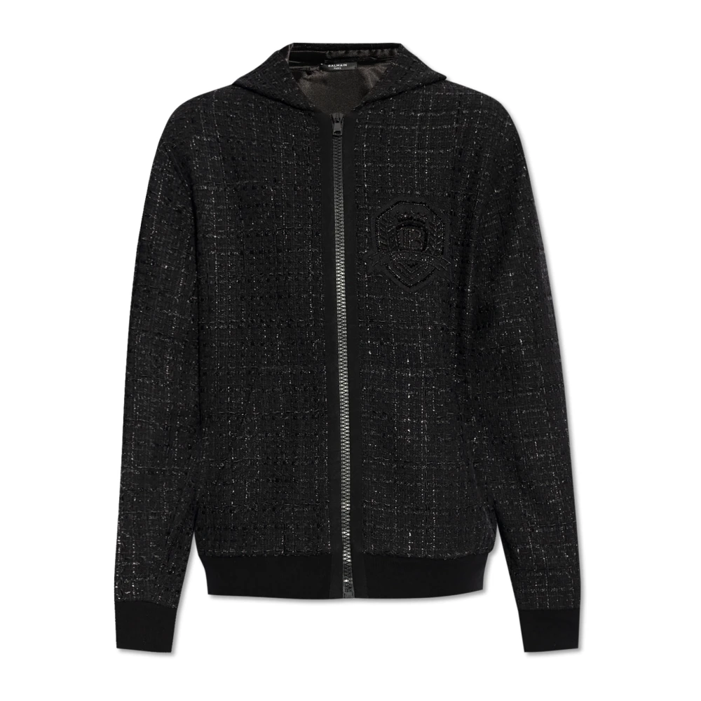 Balmain Tweed capuchonjack Black Heren