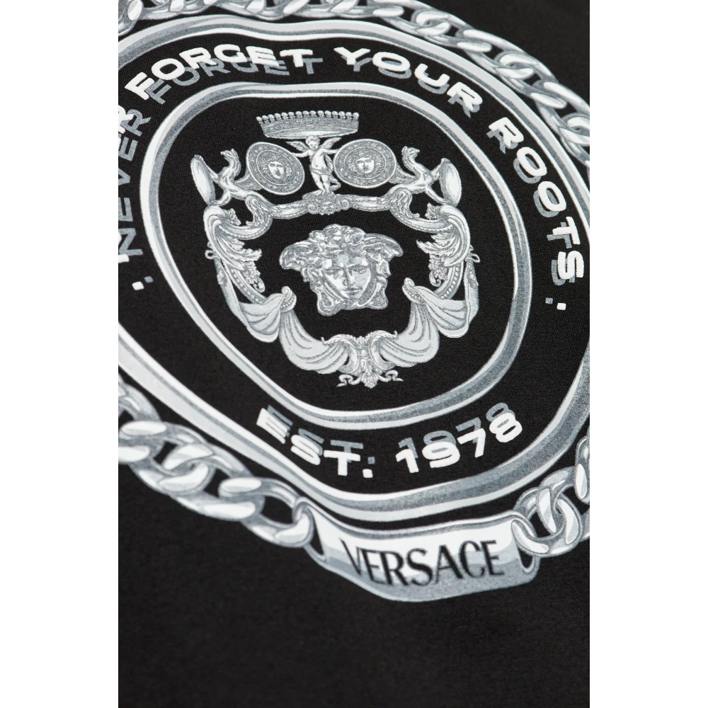 Versace T-shirt met bedrukt logo Black Heren
