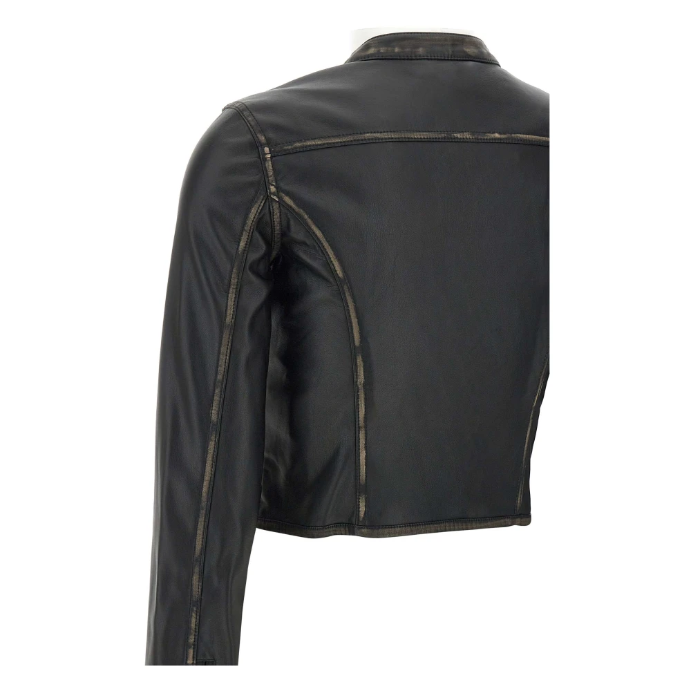Diesel Zwarte Bikerjas met Ritssluiting Zakken Black Dames