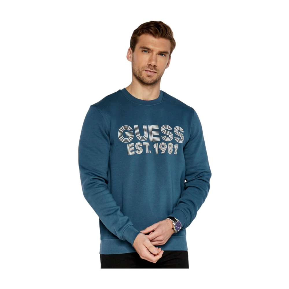 Guess Sweatshirt met ronde hals Blue Heren