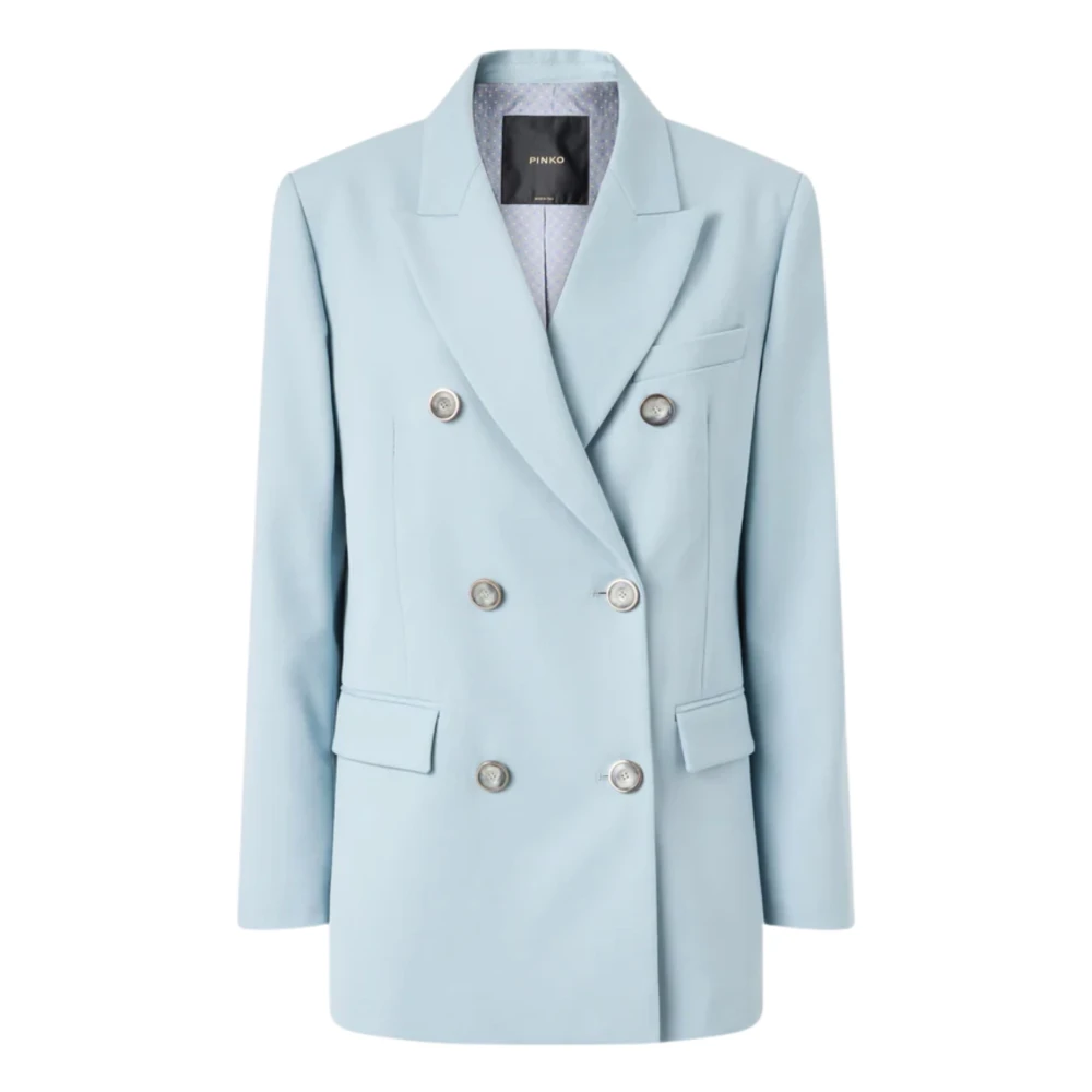 Pinko Women's Blue Double-Breasted Jacket - Blazers - S - Jackets