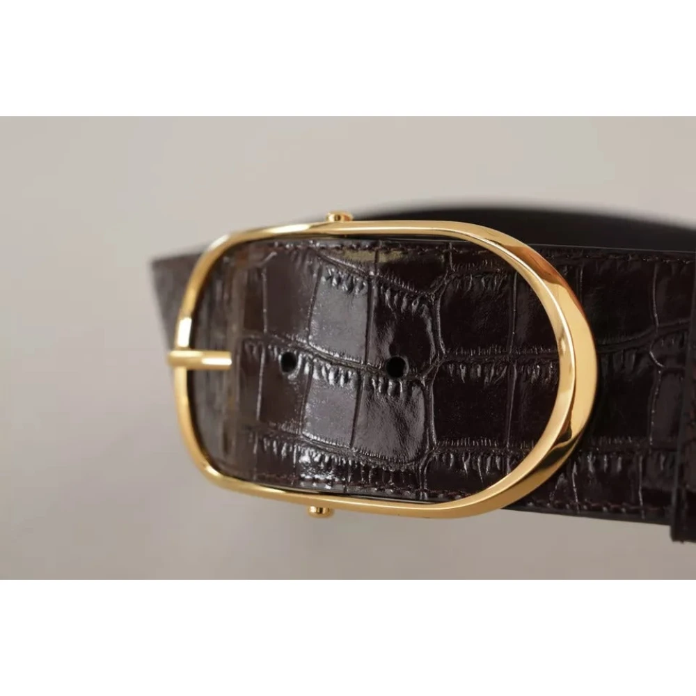 Dolce & Gabbana Bruin Krokodillenleer Gouden Riem Brown Heren