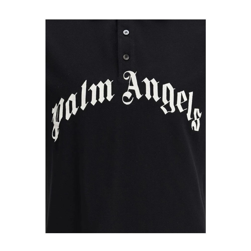 Palm Angels Geborduurd Logo Katoenen Poloshirt Black Heren