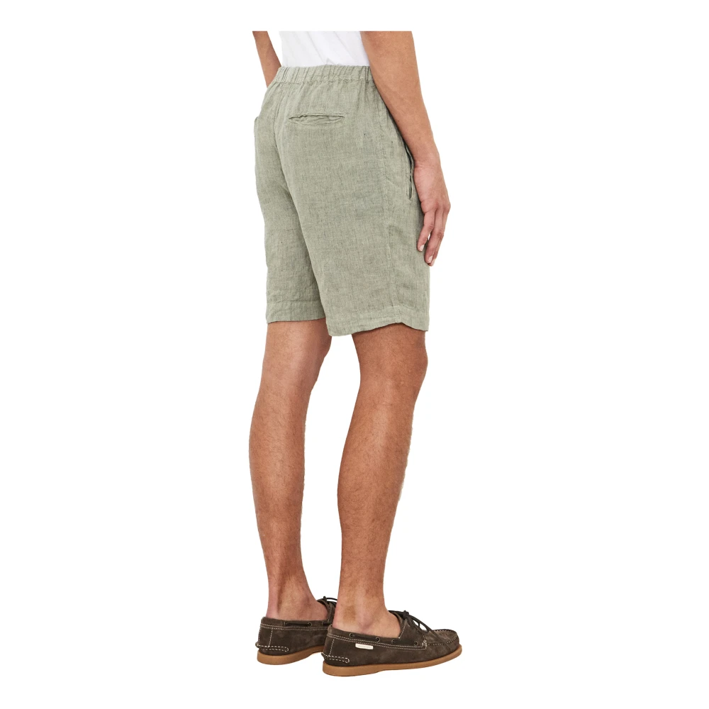Massimo Alba Bruine Linnen Elastische Taille Shorts Brown Heren