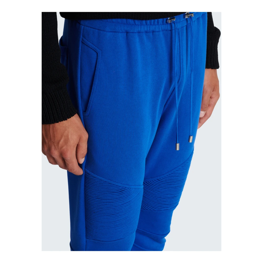 Balmain Logo bedrukte katoenen joggingbroek Blue Heren