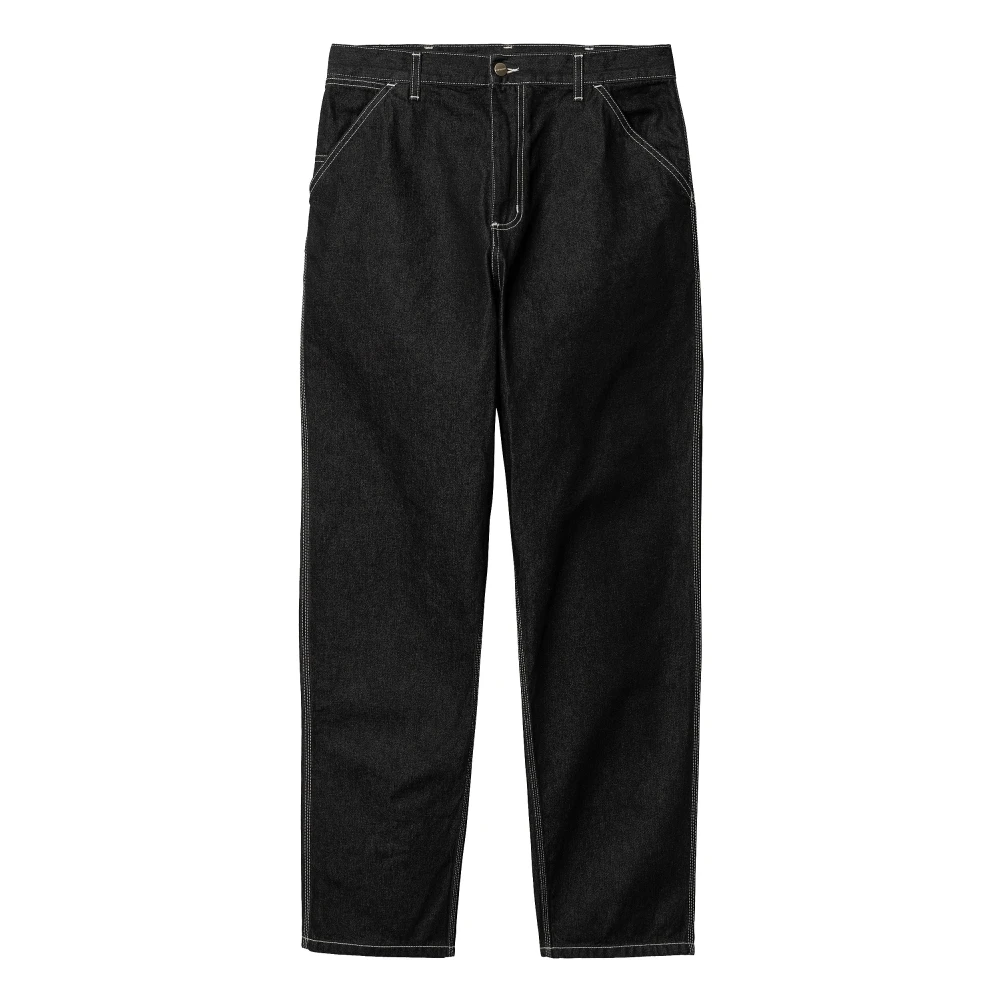 Carhartt WIP Zwarte Eenvoudige Jeansbroek met Logo Black Heren