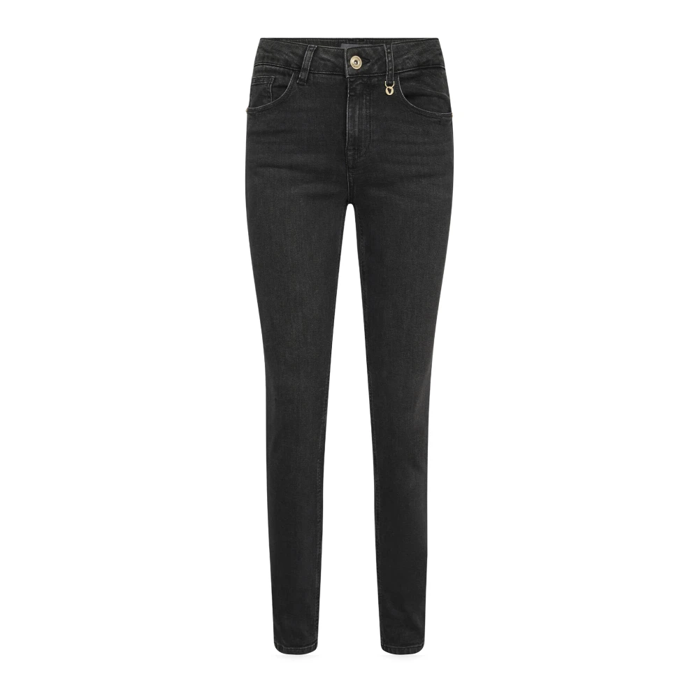 MOS MOSH Slim-Fit Geborduurde Jeans Donkergrijs Gray Dames