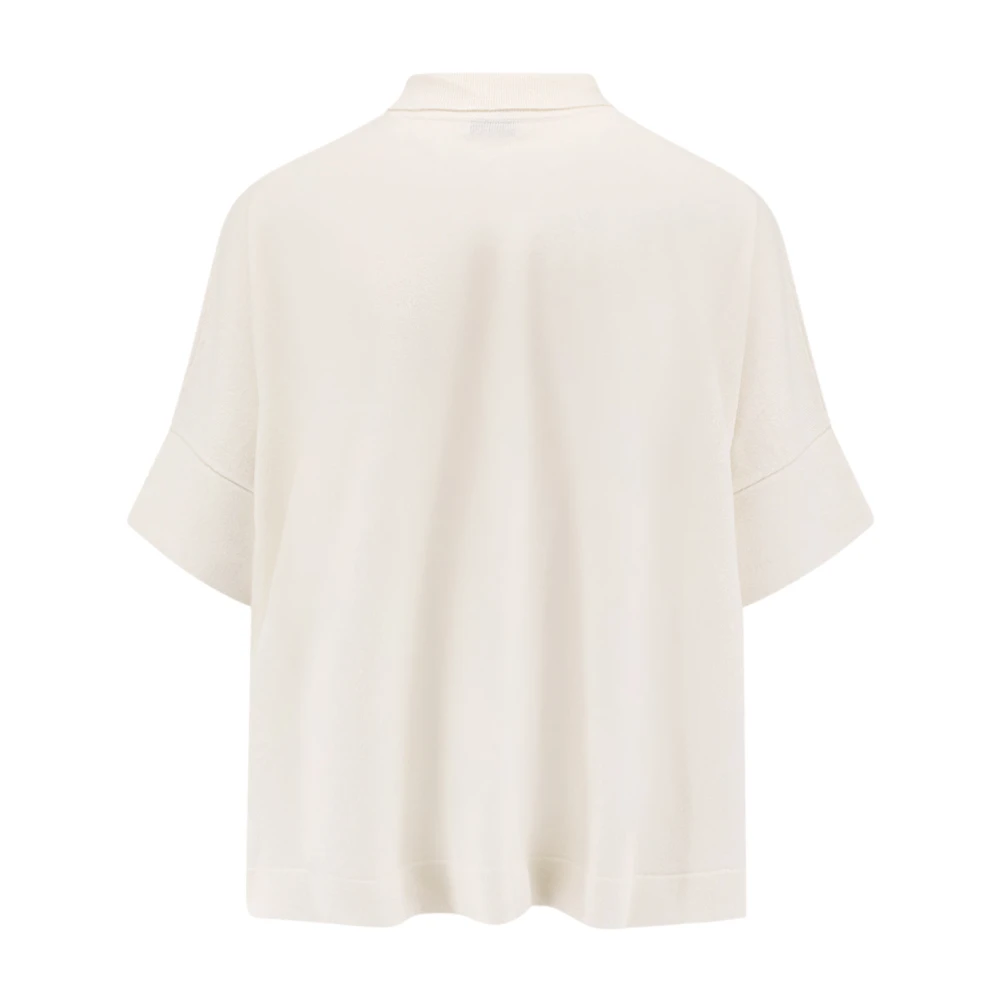 BRUNELLO CUCINELLI Kasjmier Polo Shirt met Monili Detail White Dames