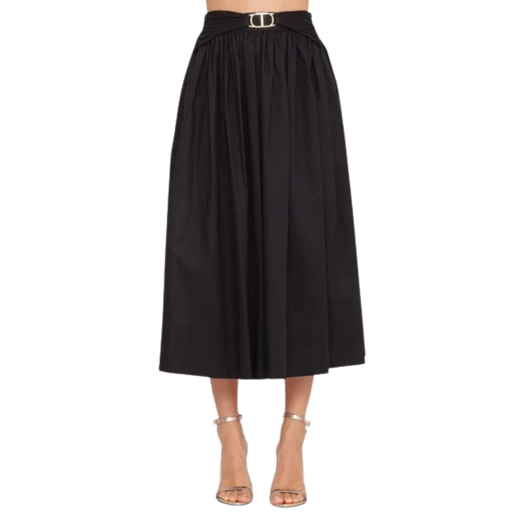 Twinset Zwarte katoenen stretch gerimpelde rok Black Dames
