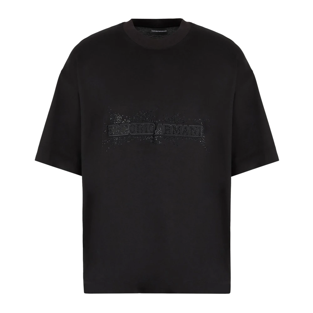 Emporio Armani Zwart T-shirt met logo-applicatie aan de voorkant Black Heren