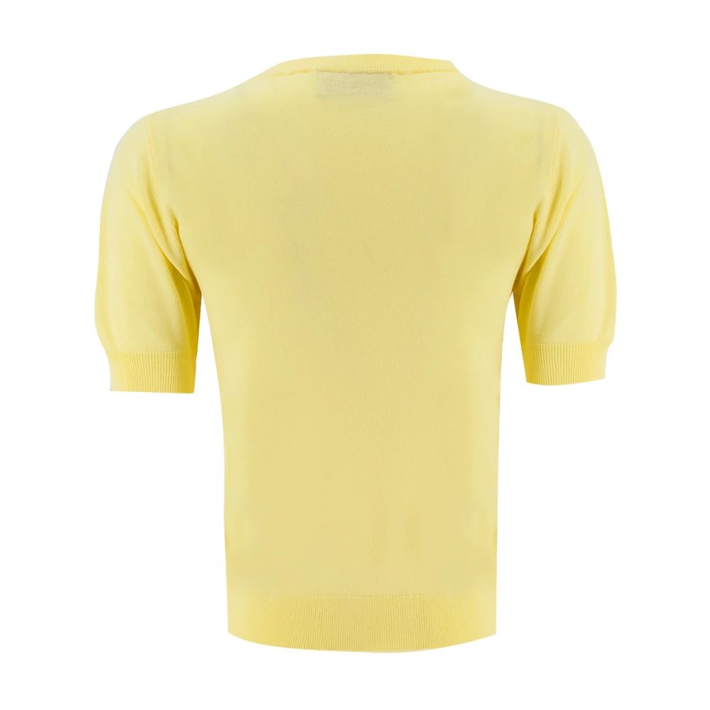 Ermanno Scervino Bloemen Paillet Crew Neck Sweater Yellow Dames