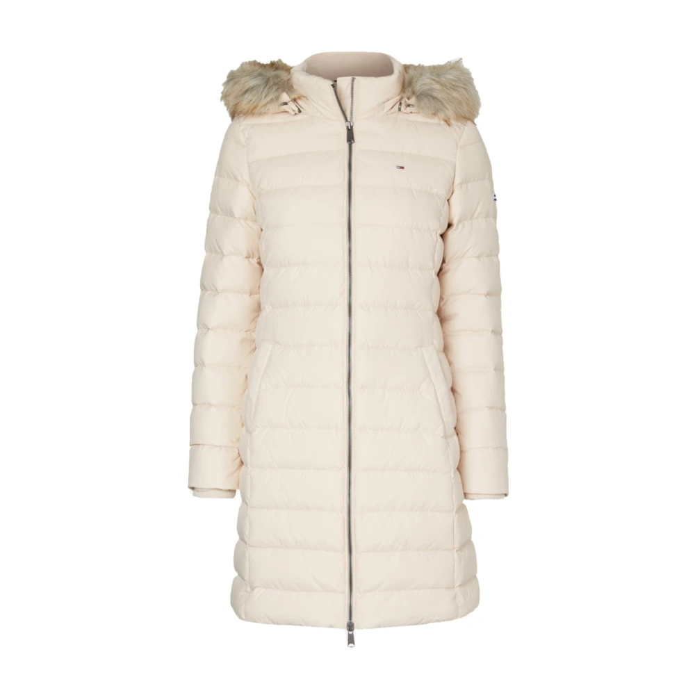 Tommy Jeans Women's White Parkas, Xs, Quilted Hooded Parka