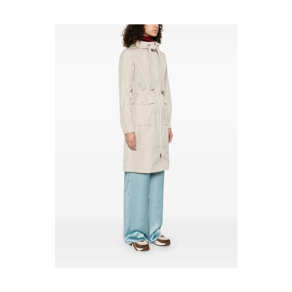 Herno Beige Jack met Rits en Trekkoord in de Taille Beige Dames