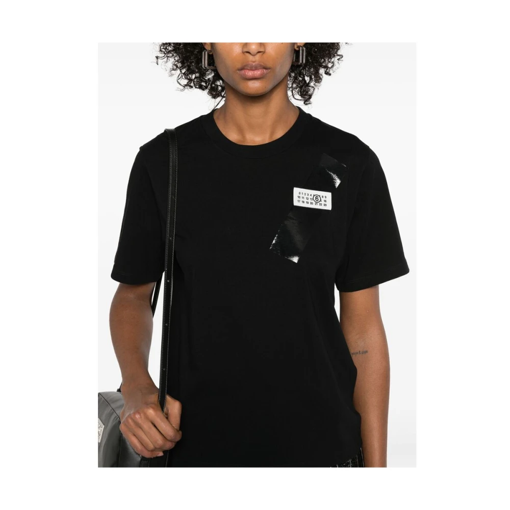 MM6 Maison Margiela Logo Crew Neck T-shirt Black Dames