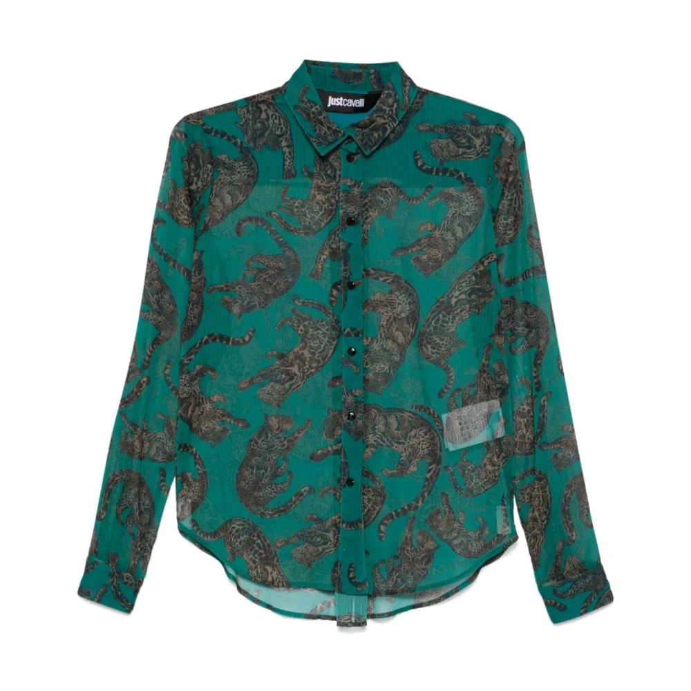 Just Cavalli Groene shirts voor vrouwen Aw24 Multicolor Dames