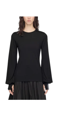 Wool Cinched Drape Long Sleeve