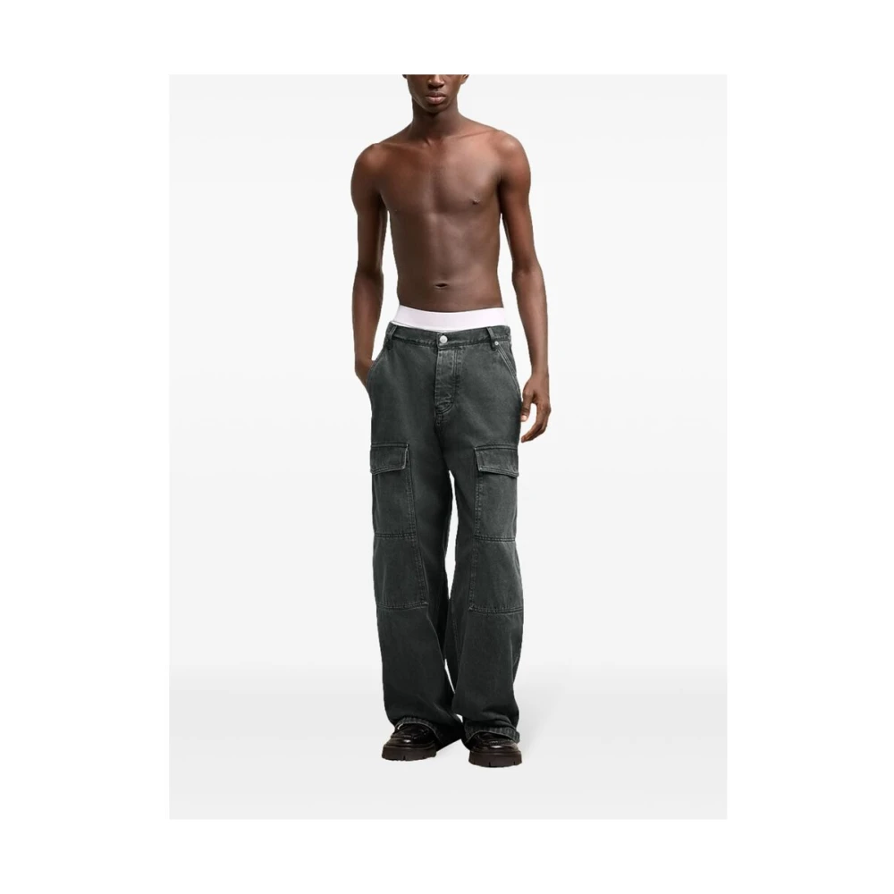 Ami Paris Zwarte Denim Cargo Jeans Black Heren