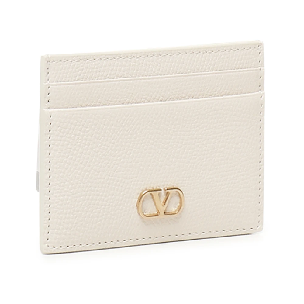 Valentino Garavani Witte Leren Kaarthouder Portemonnee White Dames