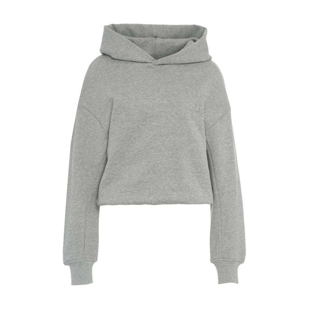 Grå Cropped Hoodie med preget logo