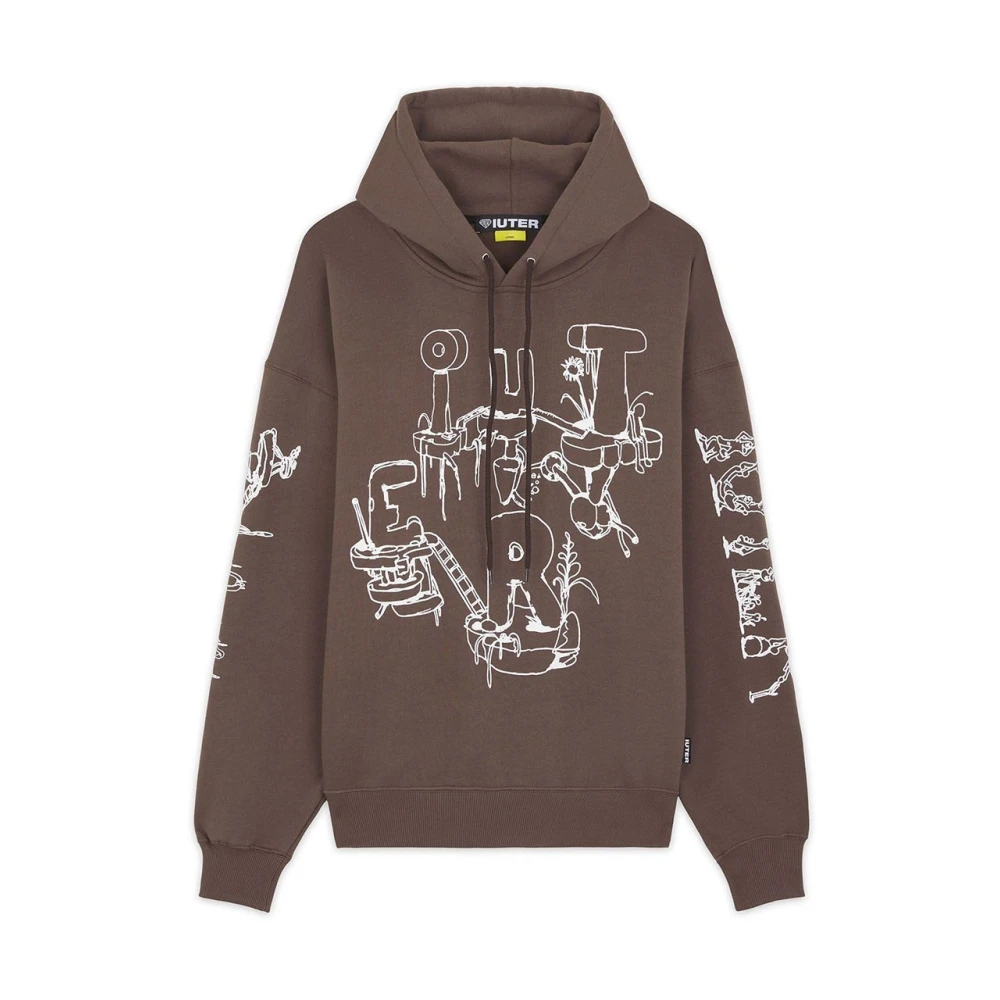 Iuter Bruine Plants Hoodie Katoen Herfst Winter 2024 Mannen Brown Heren