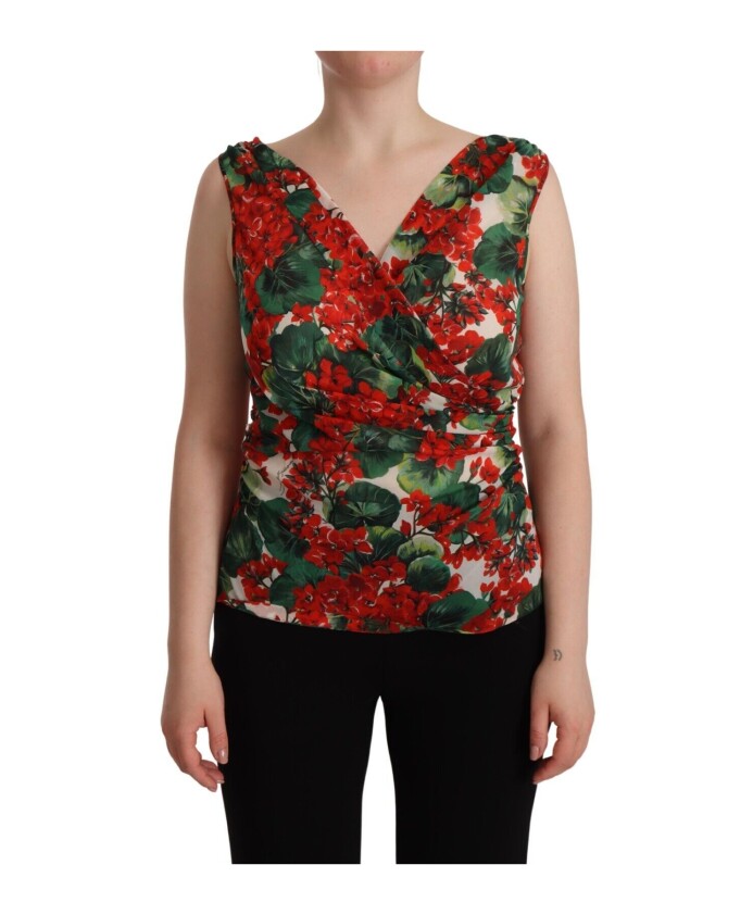 elegant-v-neck-geranium-print-tank-top