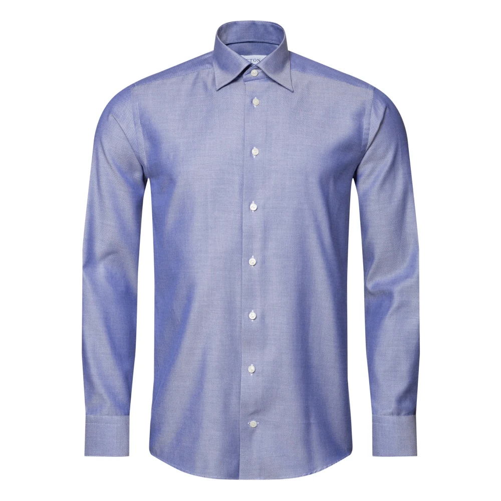 Eton Moderne Blauwe Knoopshirt Blue Heren