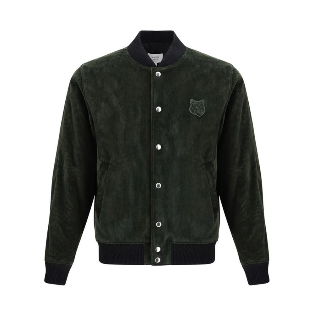 Maison Kitsuné Corduroy Teddy Jack Snap Button Sluiting Green Heren