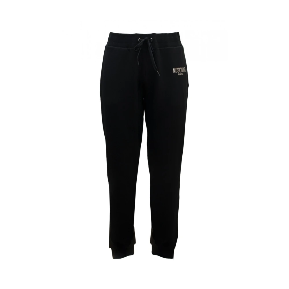 Moschino Zwarte Katoenen Geribbelde Taille Joggers Black Heren