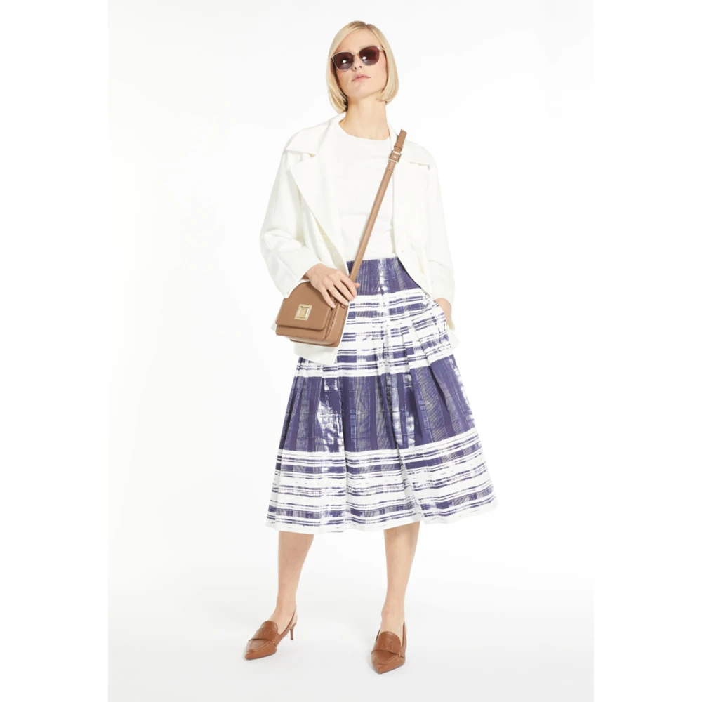 Max Mara Studio Gestreepte katoenen midi-rok met rits Multicolor Dames