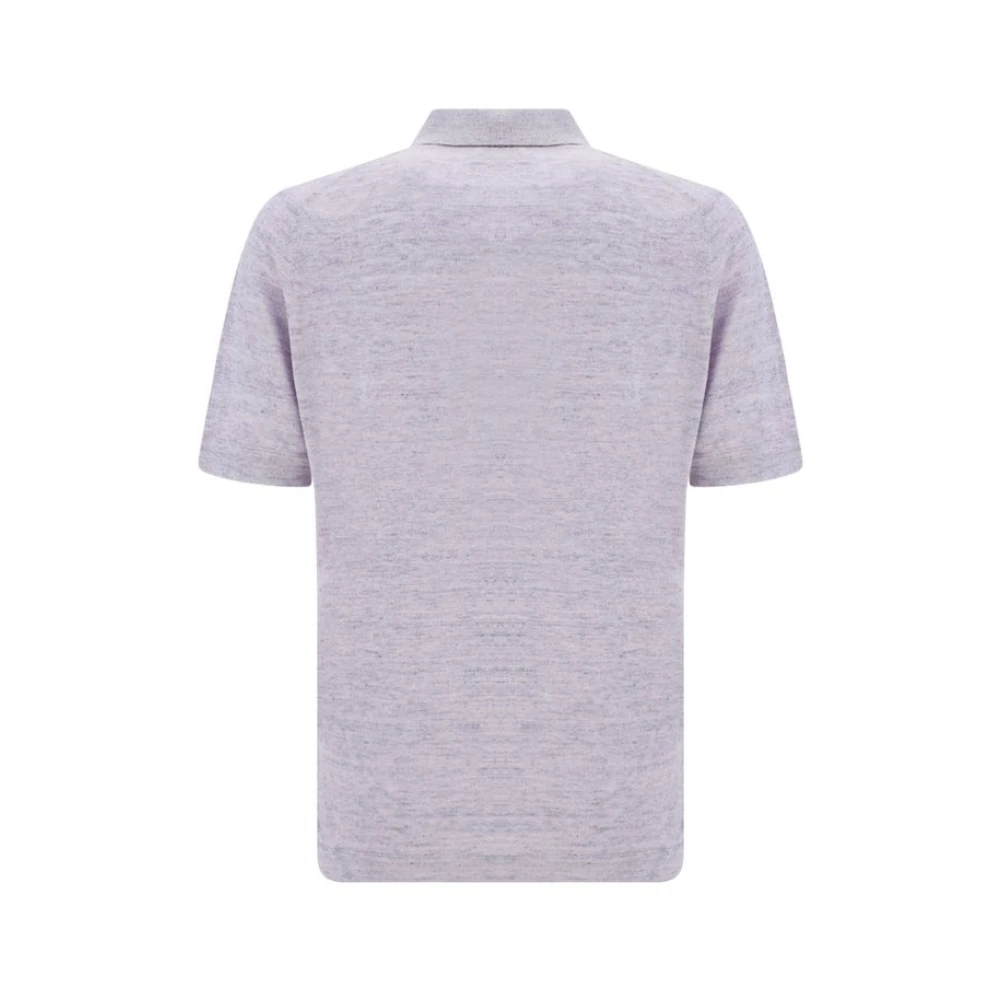 BRUNELLO CUCINELLI Mlange Polo Shirt met Ripp Kraag Beige Heren