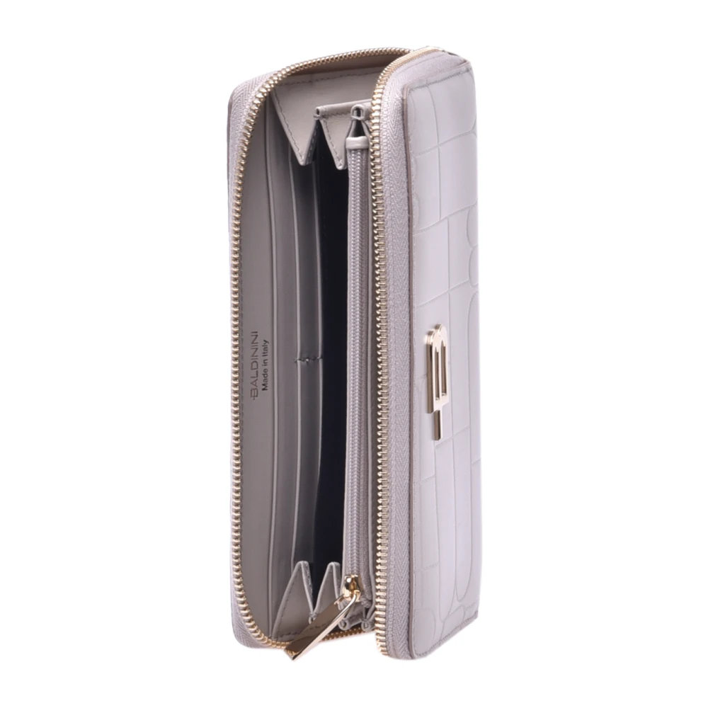 Baldinini Portemonnee met rits in taupe gewatteerd leer en monogram Beige Dames